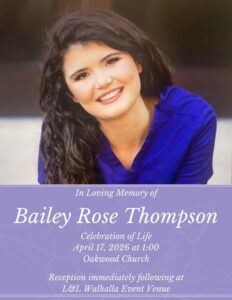 Bailey Rose Thompson, New Braunfels, TX Death, Obituary